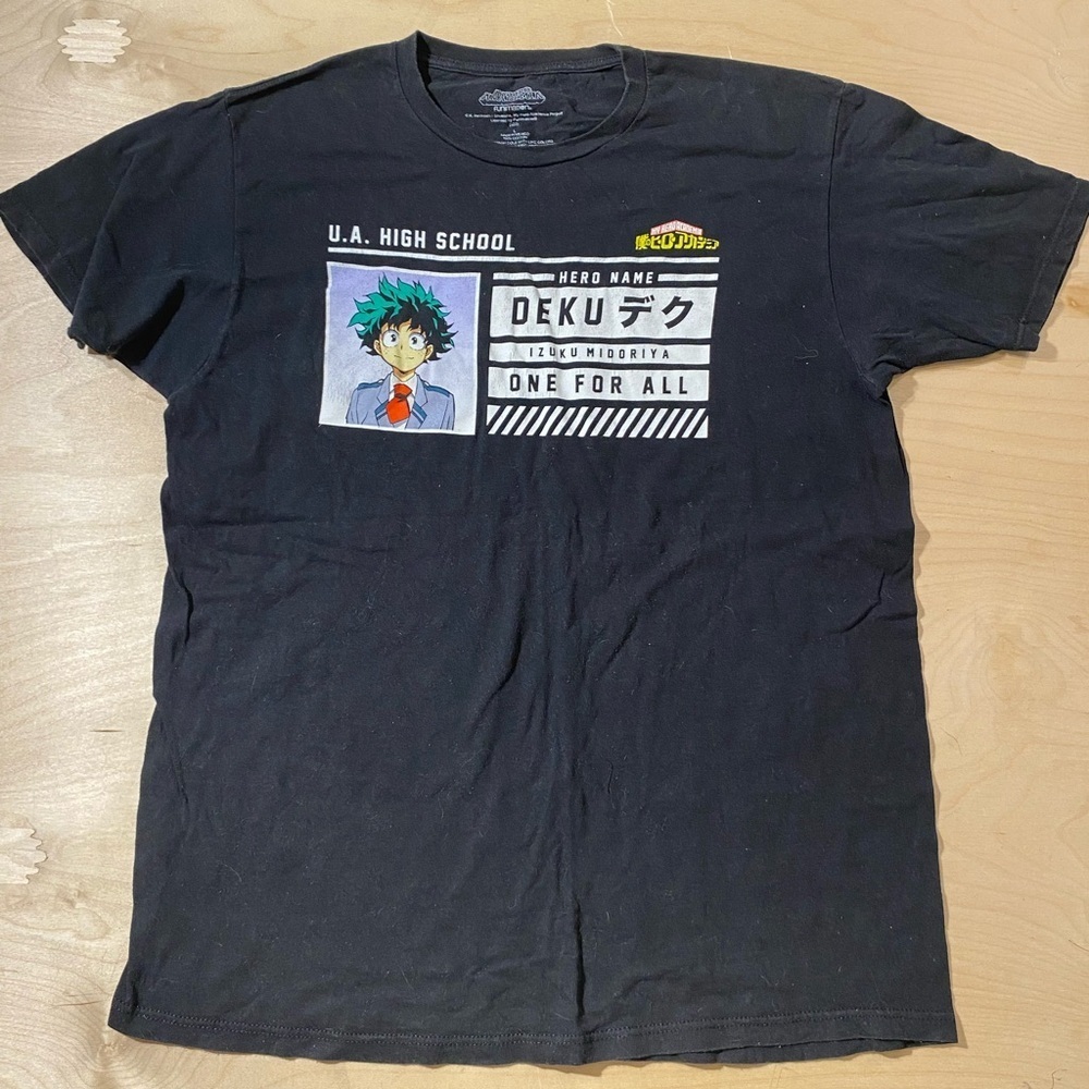 Black My Hero Academia Deku T-Shirt Large (LX)